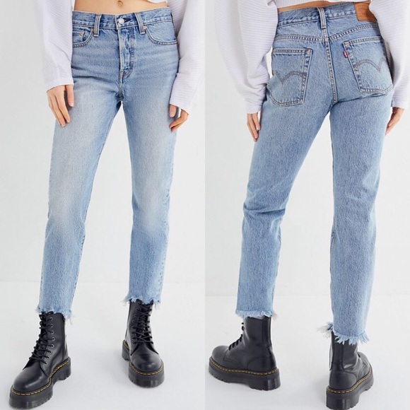 wedgie fit light wash high rise jeans